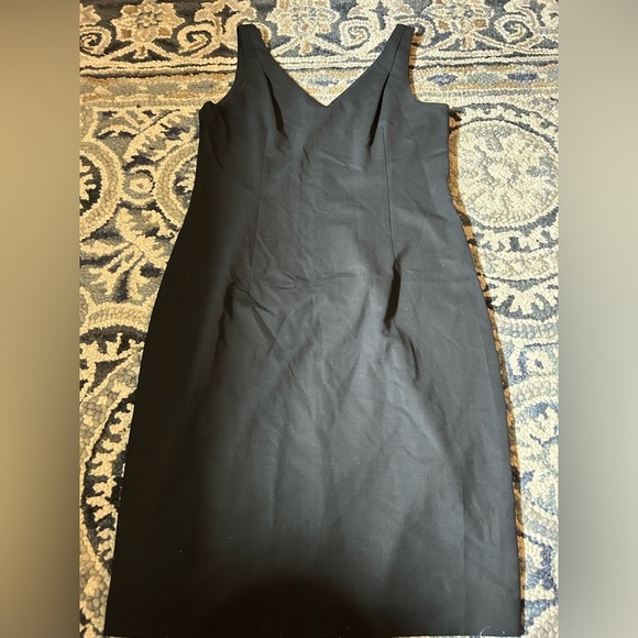 Theory Black Sheath Midi Dress V-Neck Sleeveless - Picture 1 of 3